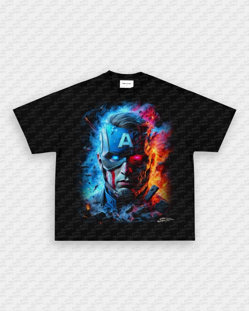 BIG FACE CAPTAIN AMERICA TEE - VIP - GAME CHANGERS TEE