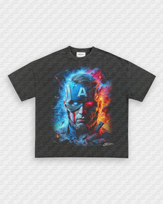 BIG FACE CAPTAIN AMERICA TEE - VIP - GAME CHANGERS TEE