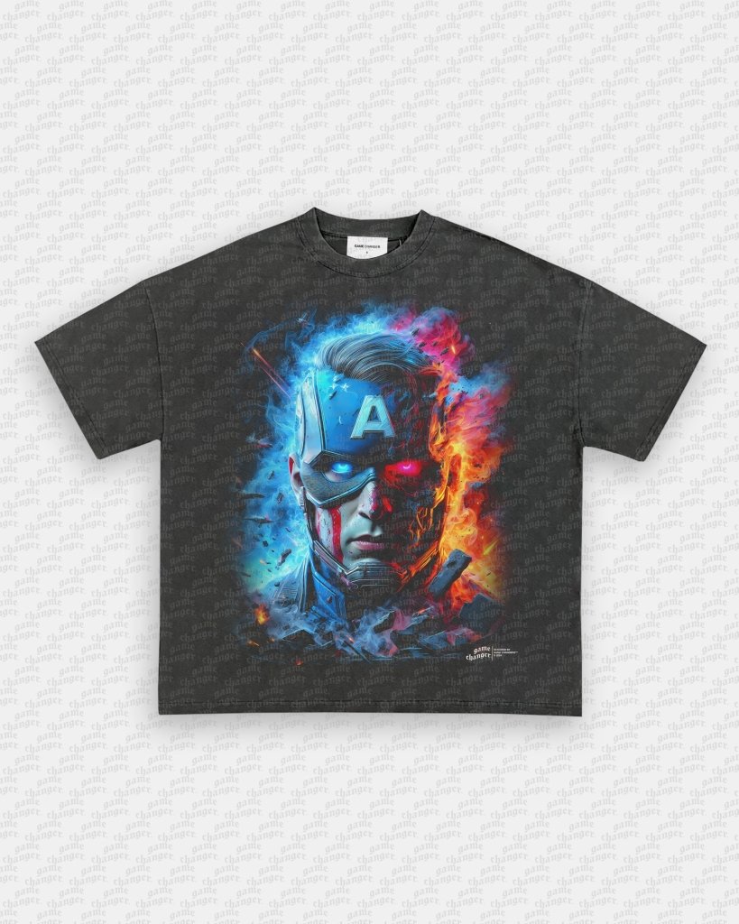 BIG FACE CAPTAIN AMERICA TEE - VIP - GAME CHANGERS TEE