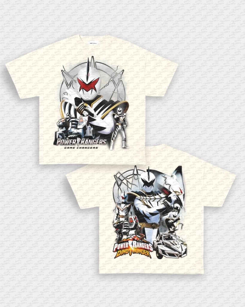 WHITE DINO RANGER V2 TEE - [DS] - VIP - GAME CHANGERS - GAME CHANGERS GRAPHIC TEE