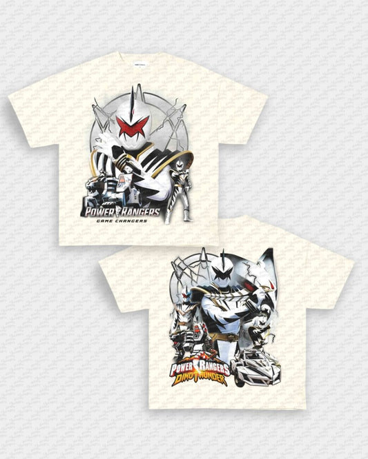 WHITE DINO RANGER V2 TEE - [DS] - VIP - GAME CHANGERS - GAME CHANGERS GRAPHIC TEE
